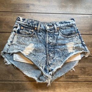 Acid wash denim shorts